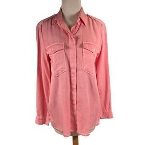 Zara Woman Premium Denim Collection Pink Lyocell Button-Down Shirt Size Medium